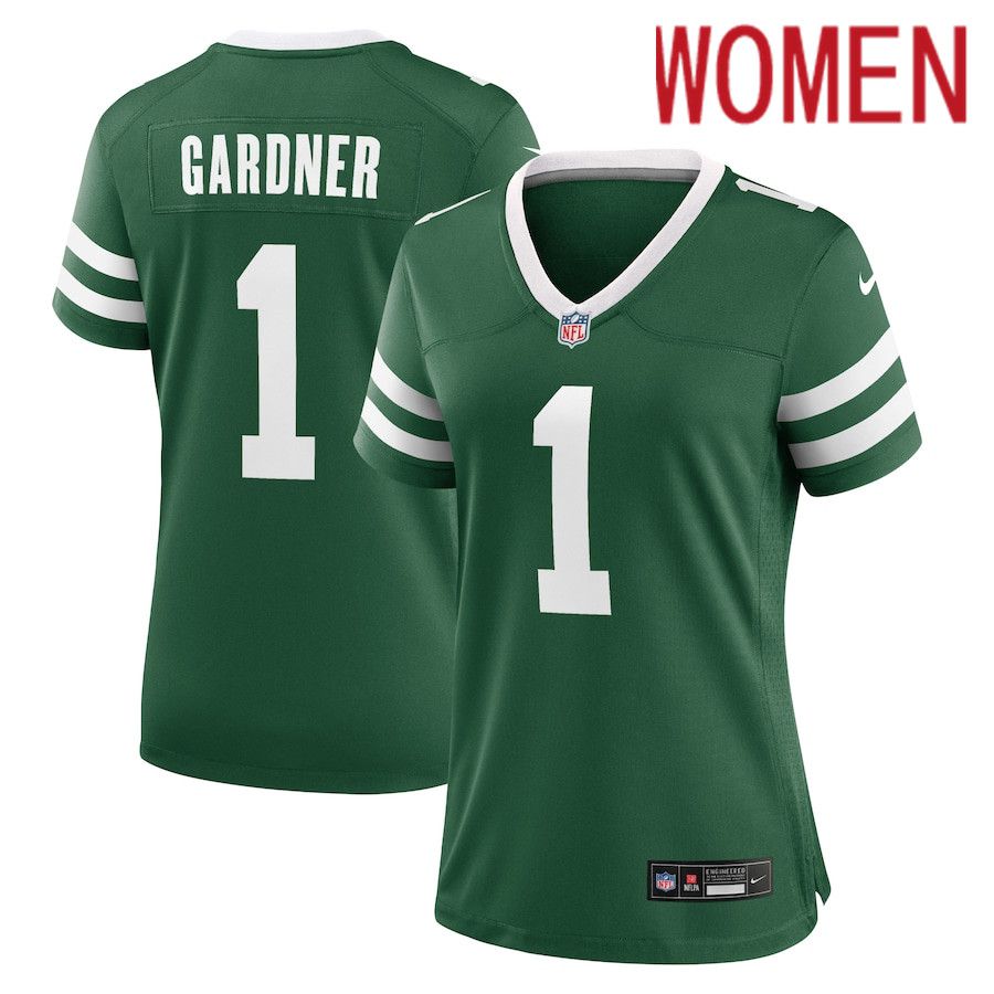 Women New York Jets #1 Ahmad Sauce Gardner Nike Legacy Green Game NFL Jersey